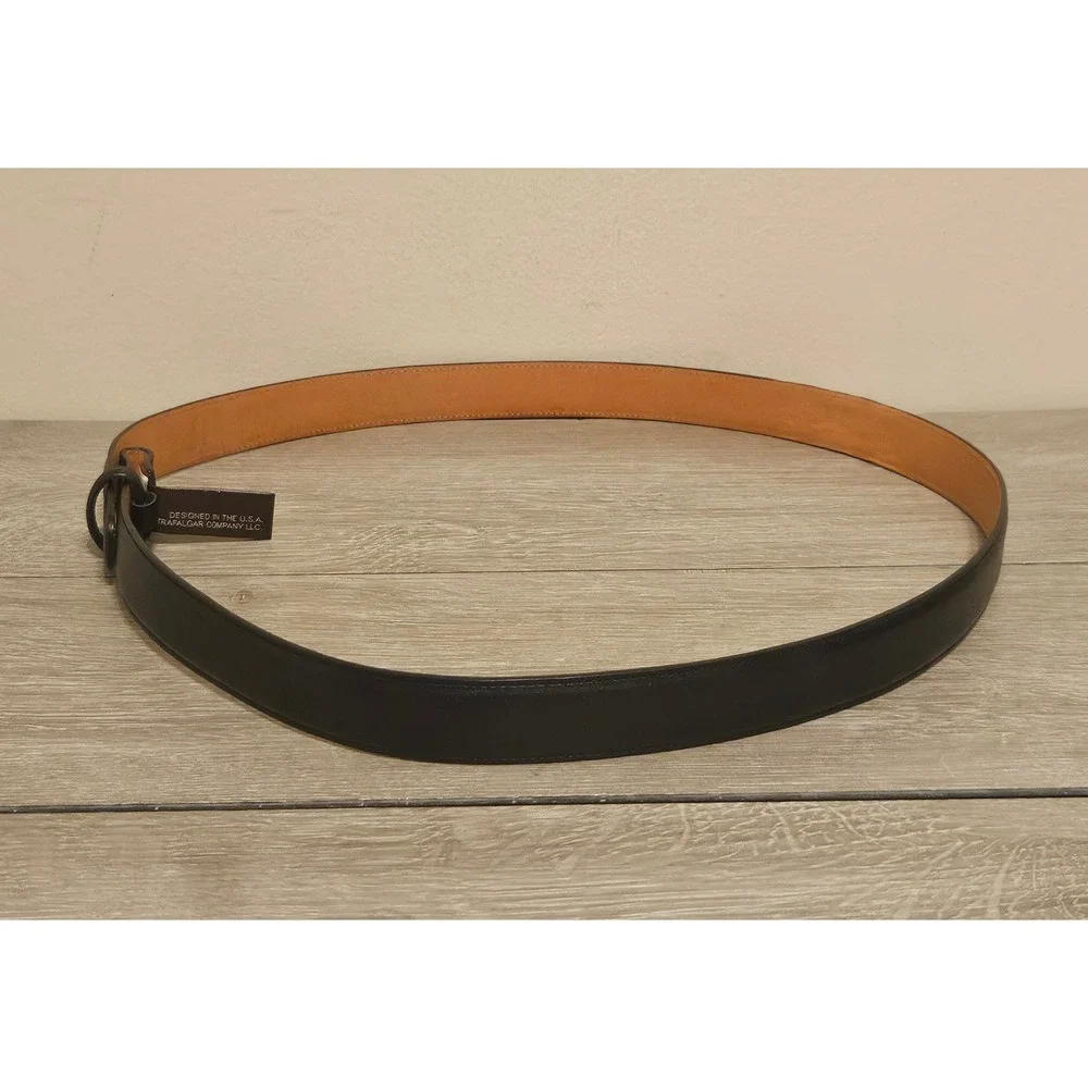 Trafalgar Mens Italian Calfskin Leather Belt Black Size 34 85 1101TF66-001